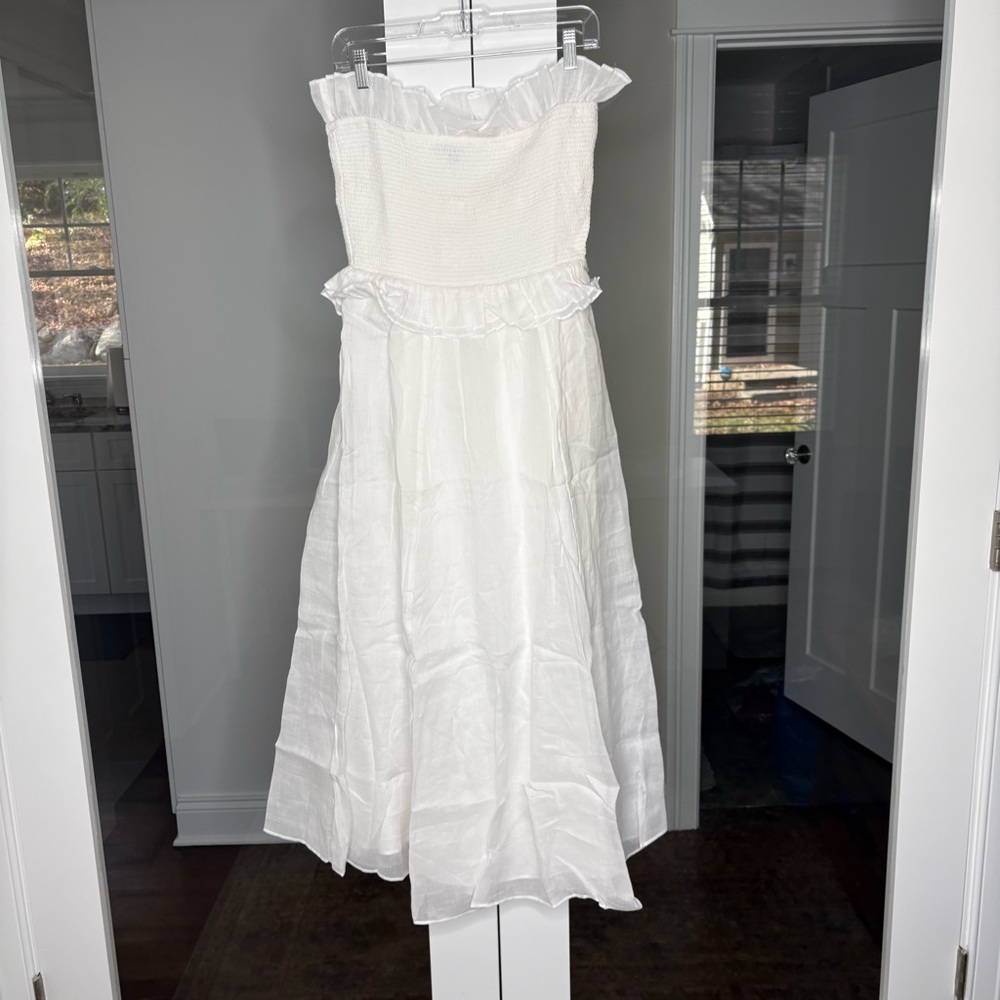 NWT J. Crew Ravenna Dress Maxi Ramie White - Picture 2 of 8